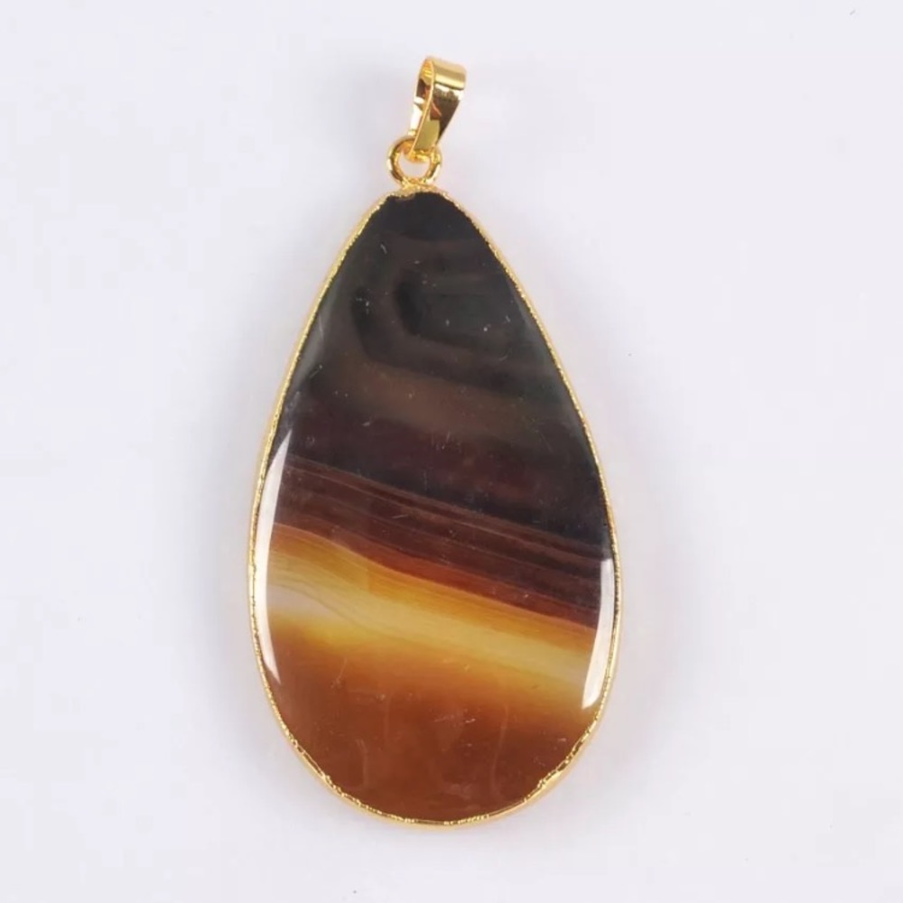 2/$20...Brown Onyx Agate Gold Necklace